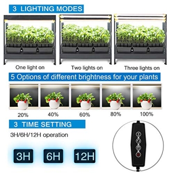 LED Grow Light Strips for Plants,Cholas 36W 132 LEDs Auto ON & Off Function,3/6/12H Timer 5 Dimmable Levels and 3 Switch Modes for Indoor Plants Gardening Greenhouse 3 Pack (Full Sepectrum Light) (L)