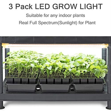 LED Grow Light Strips for Plants,Cholas 36W 132 LEDs Auto ON & Off Function,3/6/12H Timer 5 Dimmable Levels and 3 Switch Modes for Indoor Plants Gardening Greenhouse 3 Pack (Full Sepectrum Light) (L)