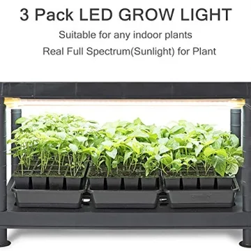 LED Grow Light Strips for Plants,Cholas 36W 132 LEDs Auto ON & Off Function,3/6/12H Timer 5 Dimmable Levels and 3 Switch Modes for Indoor Plants Gardening Greenhouse 3 Pack (Full Sepectrum Light) (L)