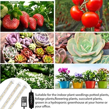 LED Grow Light Strips for Plants,Cholas 36W 132 LEDs Auto ON & Off Function,3/6/12H Timer 5 Dimmable Levels and 3 Switch Modes for Indoor Plants Gardening Greenhouse 3 Pack (Full Sepectrum Light) (L)