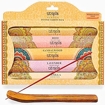 Utopia Scents 75 Premium Natural Incense Sticks with Holder - Aromatherapy Variety Pack