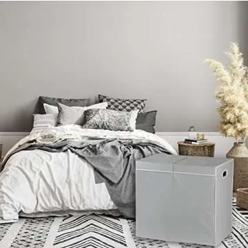 Simple Houseware Double Laundry Hamper with Lid and Removable Bags, Grey