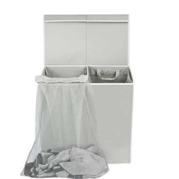Simple Houseware Double Laundry Hamper with Lid and Removable Bags, Grey