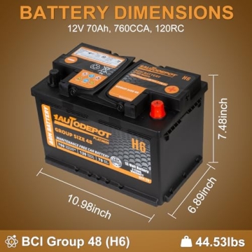 1AUTODEPOT Group 48 AGM Car Battery - 70Ah 760CCA
