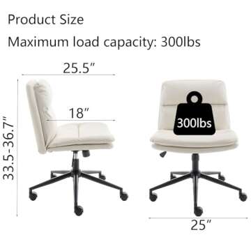 Riknuxi Criss Cross Chair with Wheels, Ergonomic Home Office Desk Chairs with Black Base, Modern Van...