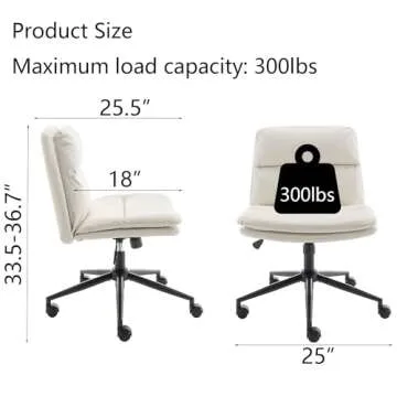 Riknuxi Criss Cross Chair with Wheels, Ergonomic Home Office Desk Chairs with Black Base, Modern Van...