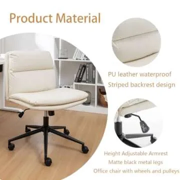 Riknuxi Criss Cross Chair with Wheels, Ergonomic Home Office Desk Chairs with Black Base, Modern Vanity Chair for Home, Office, Make Up (Beige)