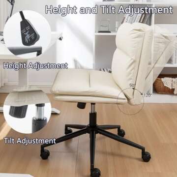 Riknuxi Criss Cross Chair with Wheels, Ergonomic Home Office Desk Chairs with Black Base, Modern Vanity Chair for Home, Office, Make Up (Beige)