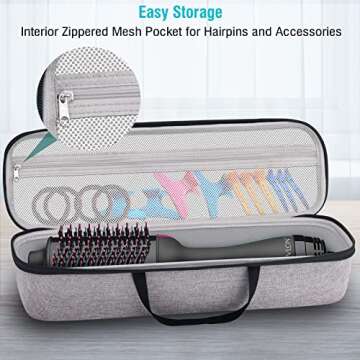 Ryke Kukkri Revlon Hair Dryer Brush Case, Gray, 15.5in x 4.3in x 3.5in, Lightweight, Compact, Portable