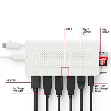Twelve South StayGo | USB-C Hub for Type C MacBooks, iMac M1, Laptops and iPad Pro with Included 1 M...