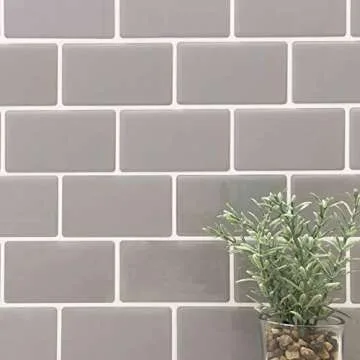 Tic Tac Tiles 12"x 12" Peel and Stick Self Adhesive Removable Stick On Kitchen Backsplash Bathroom 3D Wall Sticker Wallpaper Tiles in Subway Designs (Pure Gray, 5)