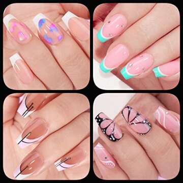 Ejiubas Coffin Nails Tips, 15 Sizes Pre-Buff Finish Short Nail Tips, Full Matte Fake Nails, 300Pcs U...