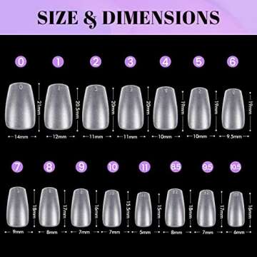 Ejiubas Coffin Nails Tips, 15 Sizes Pre-Buff Finish Short Nail Tips, Full Matte Fake Nails, 300Pcs Ultra Fit & Natural Acrylic Nails, False Nails with Box for Nail Extensions