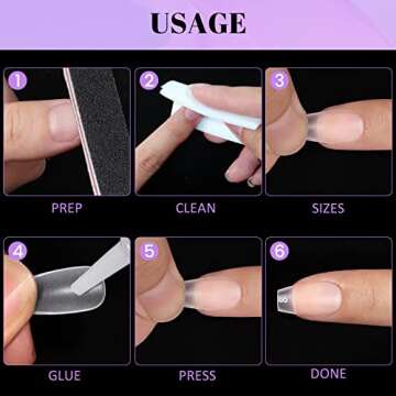 Ejiubas Coffin Nails Tips, 15 Sizes Pre-Buff Finish Short Nail Tips, Full Matte Fake Nails, 300Pcs Ultra Fit & Natural Acrylic Nails, False Nails with Box for Nail Extensions