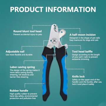 Dog Nail Clippers, Cat Nail Clippers, Suitable for Dog, Cat, Bird, Hamster, Rabbit, Hedgehog, Ferret, Chinchilla, The Blades are Made of Stainless Ste. (Blue/Black)