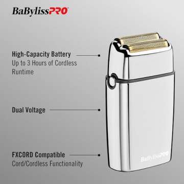 BaBylissPRO Barberology Double Foil Shaver, FXFS2 SILVERFX Professional Electric Shaver