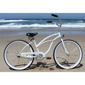 Firmstrong Urban Lady Single Speed - Women's 26" Beach Cruiser Bike (White)
