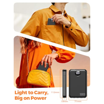 HAIARA Portable Charger 10000mAh Power Bank with Built-in Cables and LED Display for Travel and Dail...