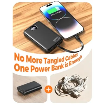 HAIARA 10000mAh Portable Charger with 4 Cables