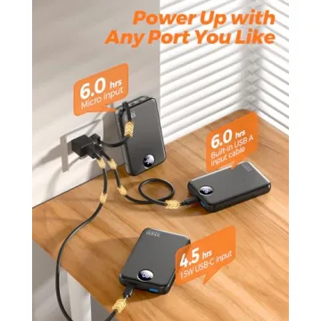 HAIARA 10000mAh Portable Charger with 4 Cables