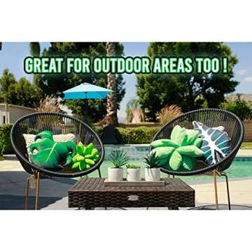 FleurEssence - 3D Leaf Pillow Set, 4 Pack Jungle Green Decorative Accent Pillow - Monstera, Succulent, Plant Throw Pillows, Plush Botanical Aesthetic, Home, Bed, and Room Decor for Plant Lovers