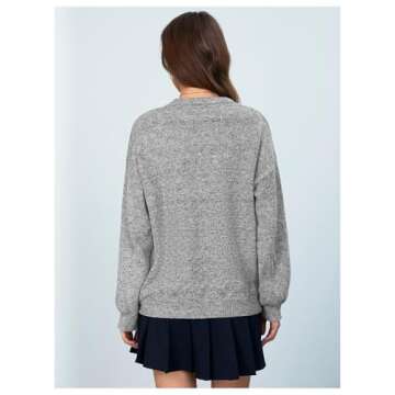 MakeMeChic Women's Y2K Bow Knot Sweaters Long Sleeve Mock Neck Pullover Sweaters Knit Top Grey Medium