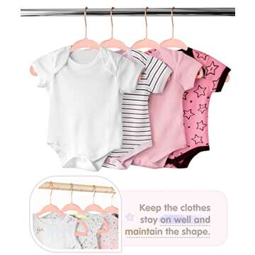 Baby Hangers, VIS'V 11 Inch Pink Velvet Kids Hangers with 6 Pcs Size Dividers Non Slip Nursery Children Closet Clothes Hangers for Infant Toddler Girls and Boys 30 Pcs