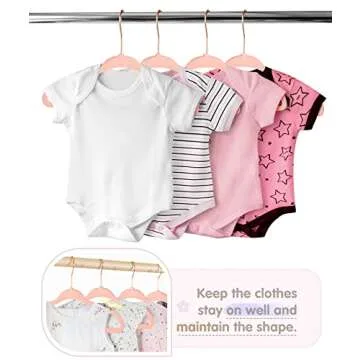 Baby Hangers, VIS'V 11 Inch Pink Velvet Kids Hangers with 6 Pcs Size Dividers Non Slip Nursery Children Closet Clothes Hangers for Infant Toddler Girls and Boys 30 Pcs