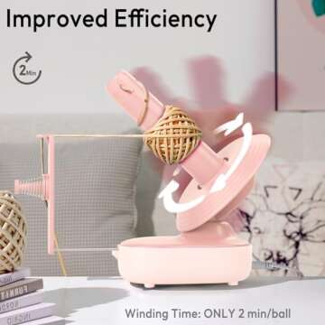 Etcokei Yarn Winder, Electric Yarn Ball Winder with Stepless Speed at 2 Min/Ball and Large Capacity Up to 10oz, Automatic Knitting Tool Supplies for Crocheting and Knitting, Patented (Pink)