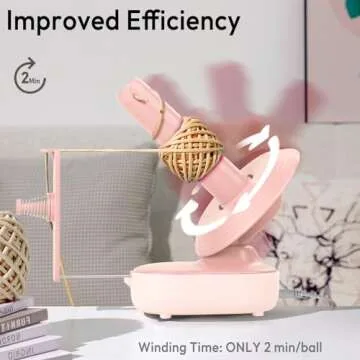 Etcokei Yarn Winder, Electric Yarn Ball Winder with Stepless Speed at 2 Min/Ball and Large Capacity Up to 10oz, Automatic Knitting Tool Supplies for Crocheting and Knitting, Patented (Pink)