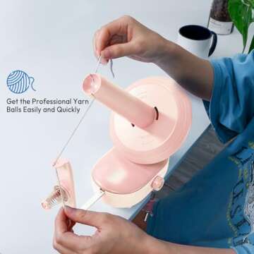 Etcokei Yarn Winder, Electric Yarn Ball Winder with Stepless Speed at 2 Min/Ball and Large Capacity Up to 10oz, Automatic Knitting Tool Supplies for Crocheting and Knitting, Patented (Pink)