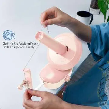 Etcokei Yarn Winder, Electric Yarn Ball Winder with Stepless Speed at 2 Min/Ball and Large Capacity Up to 10oz, Automatic Knitting Tool Supplies for Crocheting and Knitting, Patented (Pink)