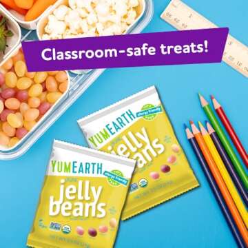 YumEarth Organic Jelly Beans - Fruity Candy Snack Packs, Gluten Free Snacks for Kids - Allergy Friendly, Non-GMO, No Artificial Flavors or Dyes - Assorted Flavors, 7.5 oz. (Pack of 15)