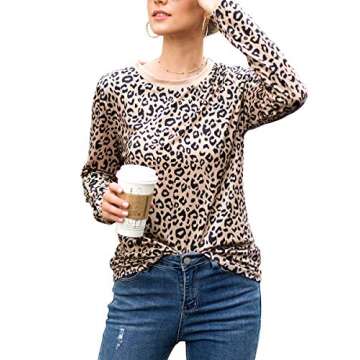 MOPOOGOSS Leopard Print Casual T-Shirt for Women