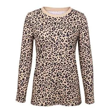 MOPOOGOSS Leopard Print Casual T-Shirt for Women