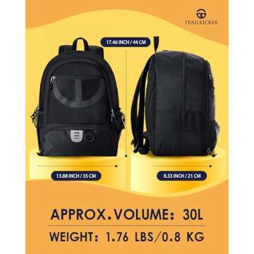 Basketball Bag Backpack for Men Women with Ball & Shoes Compartment 30L Capacity Lightweight Breathable Boys Girls Soccer Ball Bag Backpack Fit Volleyball Football Sports Travel School Gym Black