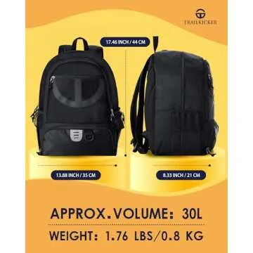 Basketball Bag Backpack for Men Women with Ball & Shoes Compartment 30L Capacity Lightweight Breathable Boys Girls Soccer Ball Bag Backpack Fit Volleyball Football Sports Travel School Gym Black