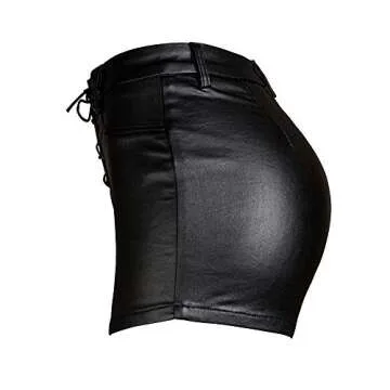 Trendy NASUN Women's High Waisted Faux Leather Shorts