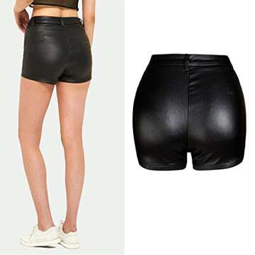 Trendy NASUN Women's High Waisted Faux Leather Shorts
