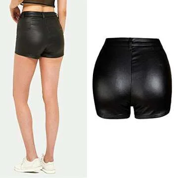 Trendy NASUN Women's High Waisted Faux Leather Shorts