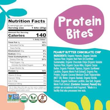 Bhu Foods Keto Bites, Peanut Butter Chocolate Chip Cookie Dough, Organic Keto Snacks for Adults & Ki...