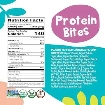 Bhu Foods Keto Bites, Peanut Butter Chocolate Chip Cookie Dough, Organic Keto Snacks for Adults & Ki...