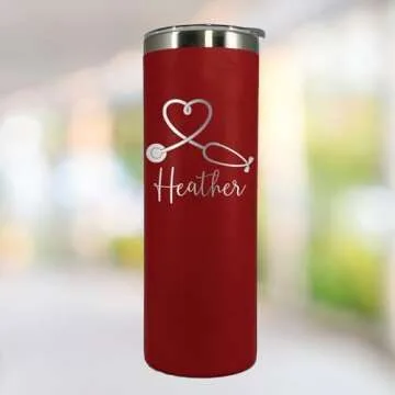 Personalized Nurse Laser Engraved 20 oz Tumbler with Straw