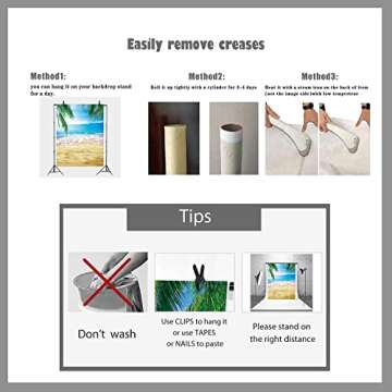 5x7ft Summer Tropical Beach Background Photo Props Blue Sea Sky Seaside Island Palm Trees for Studio,Wedding,Party Photography Backdrops Vinyl