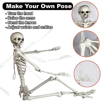 Life-Size Halloween Skeleton with Glowing Eyes and Creepy Sounds
