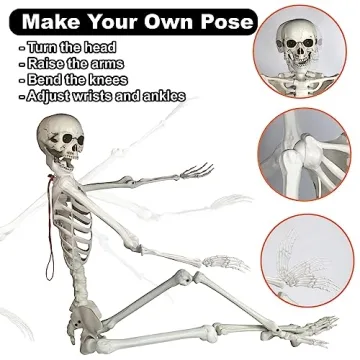 Life-Size Halloween Skeleton with Glowing Eyes and Creepy Sounds