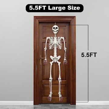 Life-Size Halloween Skeleton with Glowing Eyes and Creepy Sounds