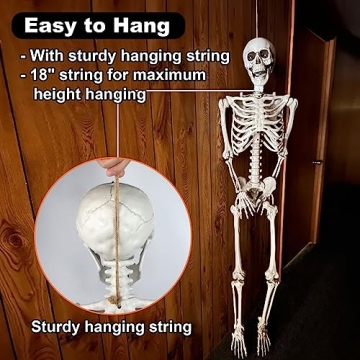 Life-Size Halloween Skeleton with Glowing Eyes and Creepy Sounds