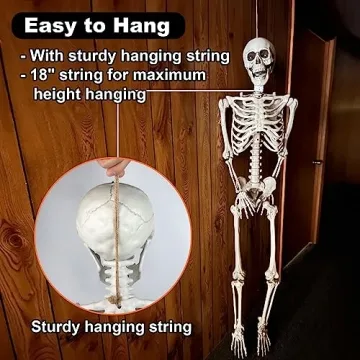 Life-Size Halloween Skeleton with Glowing Eyes and Creepy Sounds
