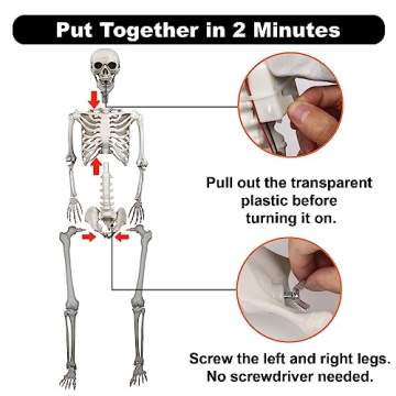 Life-Size Halloween Skeleton with Glowing Eyes and Creepy Sounds